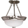 Satco 60-200 2 Light - 11"" - Semi-Flush - Alabaster Glass  Brushed Nickel