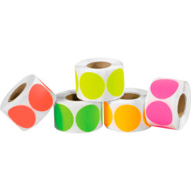 Tape Logic® 3"" Dia. Round Inventory Paper Labels Fluorescent Packs Assorted 5000/Pack