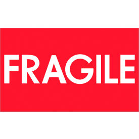 Tape Logic® Labels with ""Fragile"" Print 5""L x 3""W Red/White Roll of 500