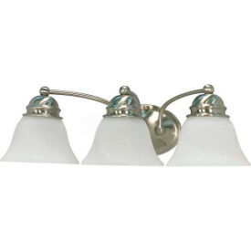 Satco 60-342 Empire 3 Light - 21"" - Vanity w/ Alabaster Glass Bell Shades  Brushed Nickel