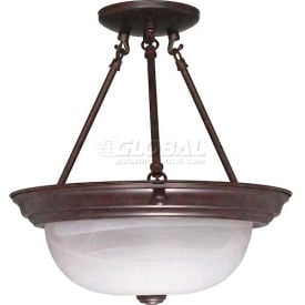 Satco 60-209 2 Light - 13"" - Semi-Flush - Alabaster Glass  Old Bronze