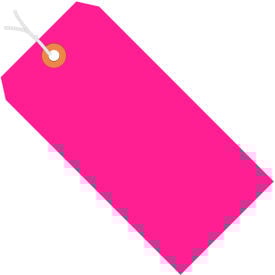 Global Industrial Shipping Tag Pre-Strung #8 6-1/4""L x 3-1/8""W Fluorescent Pink 1000/Pack