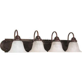 Satco 60/326 Ballerina 4 Light - 30"" - Vanity w/ Alabaster Glass Bell Shades  Old Bronze
