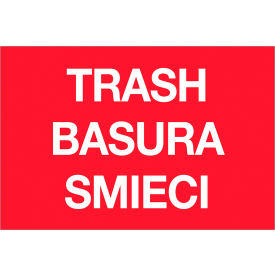 Tape Logic® Rectangular Labels with ""Trash/Basura/Smieci"" Print 3""L x 2""W Red Roll of 500