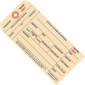 Global Industrial 1-Part Stub Style Inventory Tag 4000-4999 #8 6-1/4""L x 3-1/8""W 1000/Pack