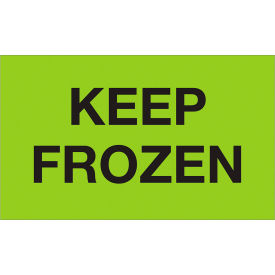 Tape Logic® Labels with ""Keep Frozen"" Print 5""L x 3""W Fluorescent Green Roll of 500