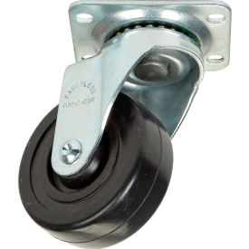 Medium Duty Swivel Plate Caster 3-1/2"" Soft Rubber Wheel 200 Lb. Capacity