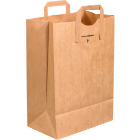 Global Industrial™ Flat Handle Grocery Bags 1/6 BL 12""W x 7""D x 17""H Kraft 300/Pack