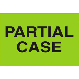 Tape Logic® Labels with ""Partial Case"" Print 3""L x 2""W Fluorescent Green Roll of 500