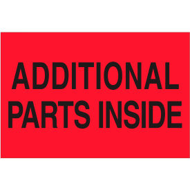 Tape Logic® Labels w/ ""Additional Parts Inside"" Print 3""L x 2""W Fluorescent Red Roll of 500