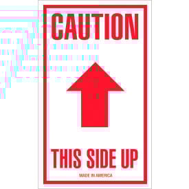 Tape Logic® Labels with ""Caution-This Side Up"" Print 5""L x 3""W Red/White Roll of 500