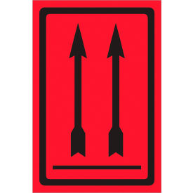 Tape Logic® Arrow Labels 6""L x 4""W Fluorescent Red Roll of 500