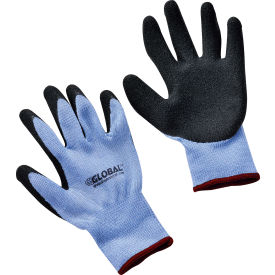 Global Industrial™ Crinkle Latex Coated Gloves Polyester Knit Black/Blue Small 1 Pair