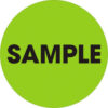 Tape Logic® 2"" Dia. Round Paper Labels with ""Sample"" Print Fluorescent Green Roll of 500