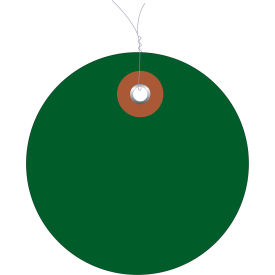 Global Industrial Plastic Circle Tag Pre-Wired 3"" Dia. Green 100/Pack