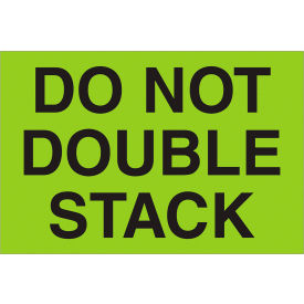 Tape Logic® Labels with ""Do Not Double Stack"" Print 3""L x 2""W Fluorescent Green Roll of 500