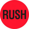 Tape Logic® Labels with ""Rush"" Print 2""L x 2""W Red/Black Roll of 500