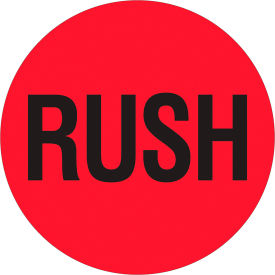 Tape Logic® Labels with ""Rush"" Print 2""L x 2""W Red/Black Roll of 500