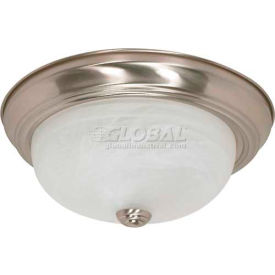 Nuvo 60/198 2 Light-Ceiling-Flush Mount Alabaster Glass Brushed Nickel 13.125""W X 5.375""H