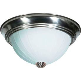 Satco 76-244 2 Light - 13"" - Flush Mount - Frosted Melon Glass  Brushed Nickel