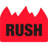 Tape Logic® Labels with ""Rush"" Print 2""L x 1-1/2""W Red/Black Roll of 500