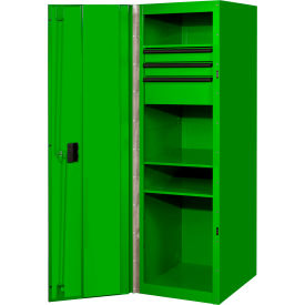 Extreme Tools RX Side Locker 3 Drawers & 4 Shelves 24""W x 30""D x 60-7/8""H Green w/ Black Handles