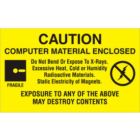 Tape Logic® Labels w/ ""Computer Material Enclosed"" Print 5""L x 3""W Black/Yellow Roll of 500