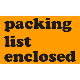 Tape Logic® Labels w/ ""Packing List Enclosed"" Print 5""L x 3""W Fluorescent Orange Roll of 500