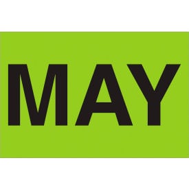 Tape Logic® Paper Labels with ""May"" Print 3""L x 2""W ""L Fluorescent Green Roll of 500