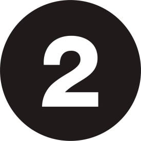 Tape Logic® 3"" Dia. Round Number Paper Labels with ""2"" Print Black Roll of 500