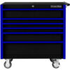 Extreme Tools DX Roller Cabinet 6 Drawers 41""W x 25""D x 41-13/16""H Black with Blue Drawer Pulls