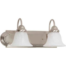 Satco 60/320 Ballerina 2 Light - 18"" - Vanity w/ Alabaster Glass Bell Shades  Brushed Nickel