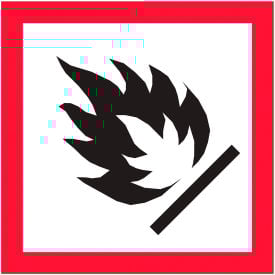 Tape Logic® Pictogram Flame Labels 2""L x 2""W Red/White/Black Roll of 500