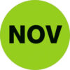 Tape Logic® 2"" Dia. Round Paper Labels with ""Nov"" Print Fluorescent Green Roll of 500