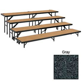 4 Level Tapered Riser with Carpet - 60""L x 18""W - 8""H 16""H 24""H & 32""H - Grey