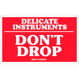 Tape Logic® Labels w/ ""Delicate Instruments-Don't..."" Print 5""L x 3""W Red/White Roll of 500