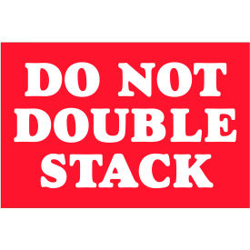 Tape Logic® Labels w/ ""Do Not Double Stack"" Print 3""L x 2""W White Text/Red Back Roll of 500