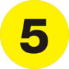 Tape Logic® 2"" Dia. Round Number Paper Labels with ""5"" Print Fluorescent Yellow Roll of 500