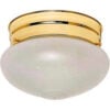 Satco 77-123 1 Light - 6"" - Flush Mount - Small Frosted Grape Mushroom  Polished Brass