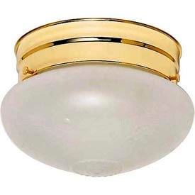 Satco 77-123 1 Light - 6"" - Flush Mount - Small Frosted Grape Mushroom  Polished Brass