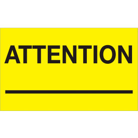 Tape Logic® Labels with ""Attention "" Print 5""L x 3""W Fluorescent Yellow Roll of 500