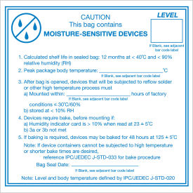 Tape Logic® Labels w/ ""Caution Moisture Sensitive..."" Print 4""L x 4""W Blue/White Roll of 500