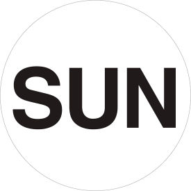 Tape Logic® 1"" Dia. Round Paper Labels with ""Sun"" Print White Roll of 500