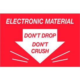Tape Logic® Labels with ""Don't Drop Don't Crush..."" Print 3""L x 2""W Red/White Roll of 500