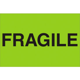 Tape Logic® Labels with ""Fragile"" Print 3""L x 2""W Fluorescent Green Roll of 500