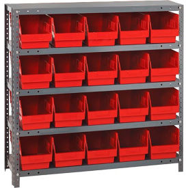 Quantum 1239-202 Steel Shelving With (20) 6""H Shelf Bins Red 36""W x 12""D x 39""H - 5 Shelves