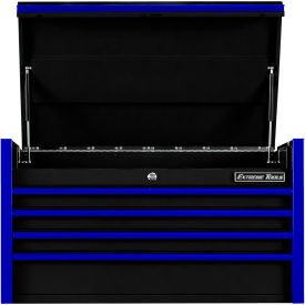 Extreme Tools DX Top Chest 4 Drawers 41""W x 25""D x 22-1/4""H Black with Blue Drawer Pulls