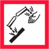 Tape Logic® Pictogram Corrosion Labels 2""L x 2""W Red/White/Black Roll of 500