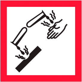 Tape Logic® Pictogram Corrosion Labels 2""L x 2""W Red/White/Black Roll of 500