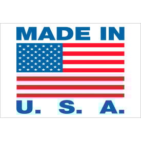 Tape Logic® Labels with ""Made in U.S.A."" Print 3""L x 2""W Red/White/Blue Roll of 500